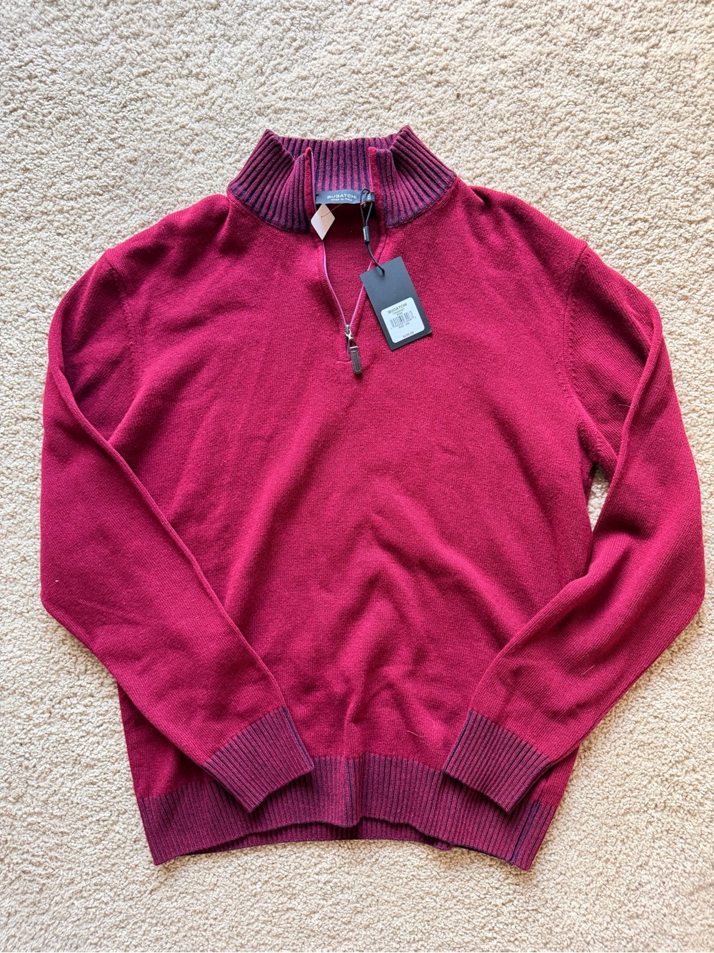 Bugatchi Men's Zip-Neck Sweater in Burgundy